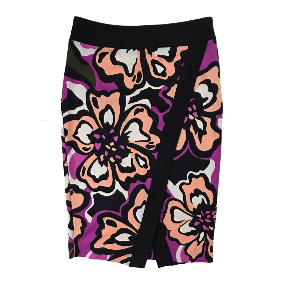 Worthington Purple Faux Wrap Floral Skirt Women's Size 8